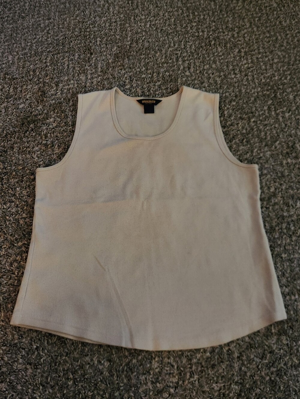 Vintage Woolrich Ribbed Scoop Neck Tank Top Beige Medium